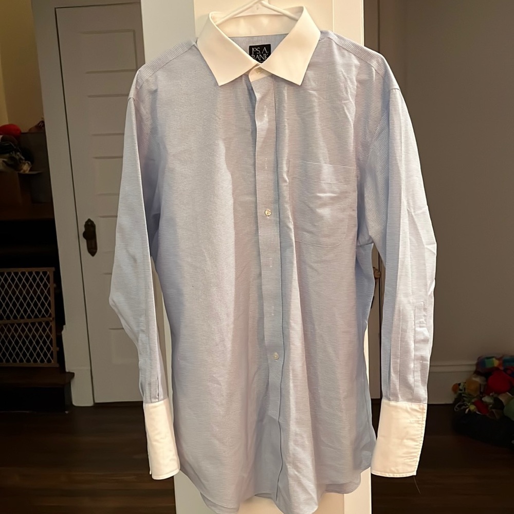 Jos. A. Bank blue gingham men’s button down shirt